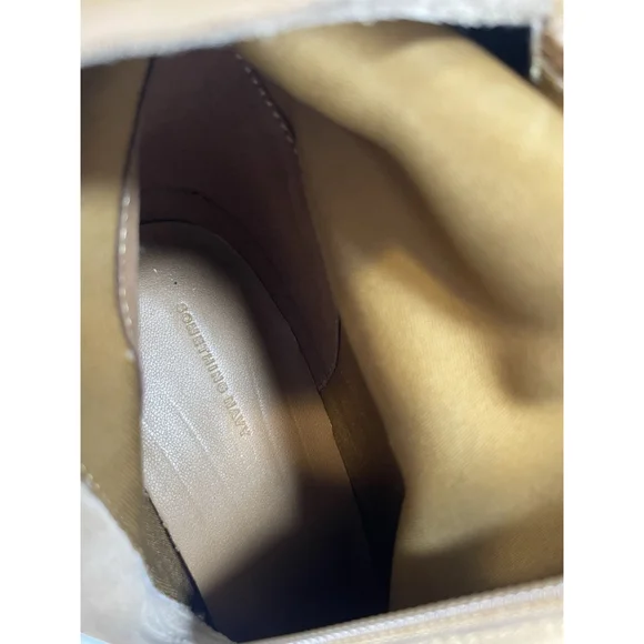 Something Navy Camel Suede Boots 9 Round Toe Chunky Heel Knee High - Picture 8 of 8